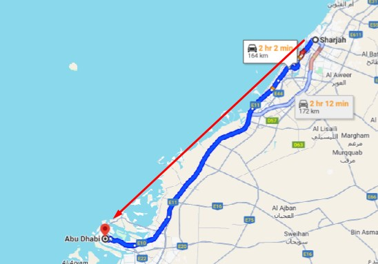 Sharjah to Abu Dhabi Bus Timings